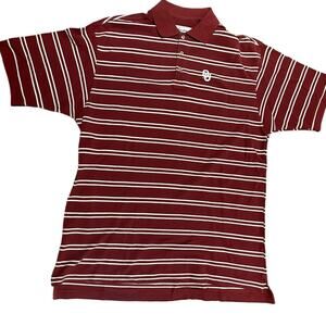 OU University of Oklahoma Men’s XL Red and White Striped Short Sleeve Polo Shirt